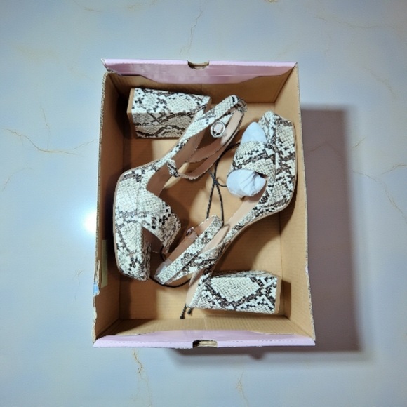 Pop Snakeskin Ankle Strap Heels - Picture 4 of 6